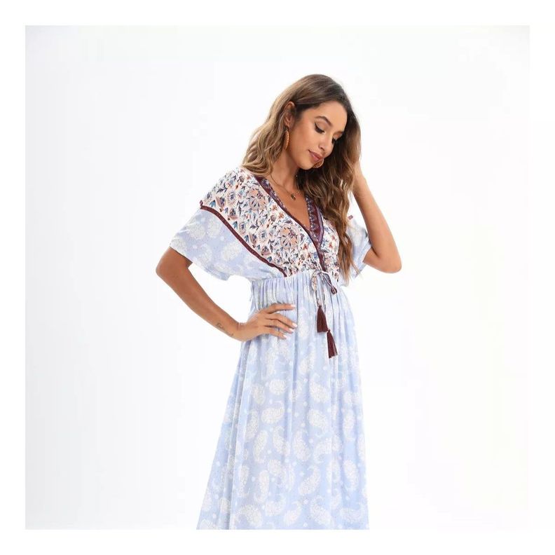 Vestido Largo Primavera Mujer Algodón Flores Calidad 273-3