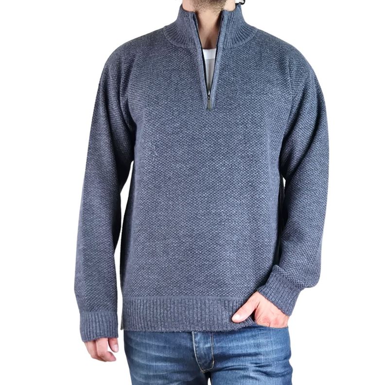 Sweater Hombre Frizado Tejido Cuello Alto Cierre Colores 2097-0