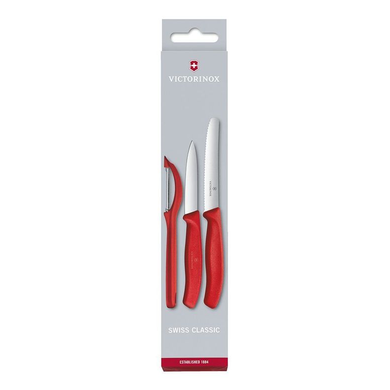 Set cuchillos y pelador rojo Victorinox 3 un-0
