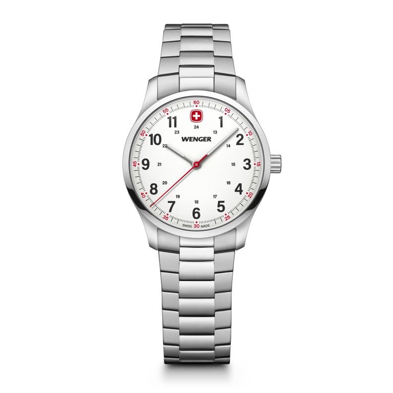 Reloj City Sport 34 mm correa acero Wenger Blanco