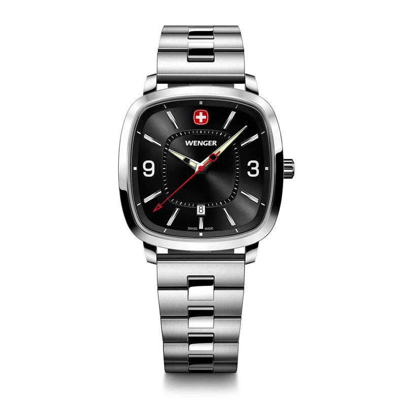 Reloj Vintage Sport acero dial negro Wenger