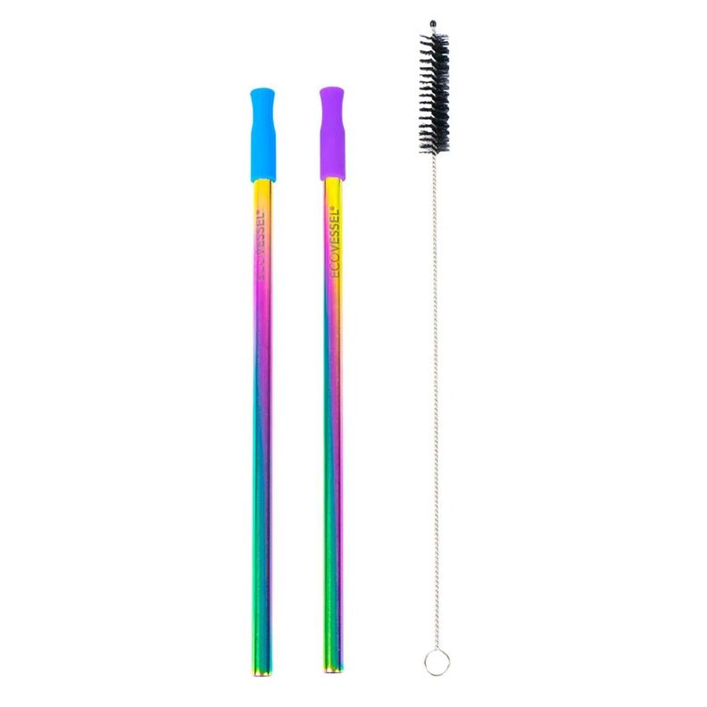 Set 2 bombillas inox reutilizables color Morado.-0