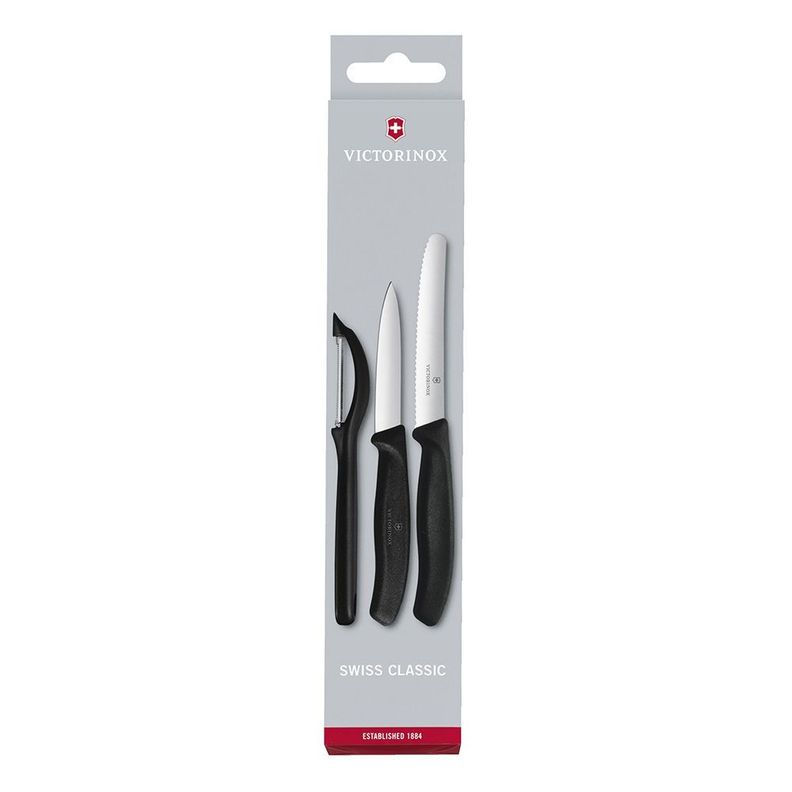 Set cuchillos y pelador negro Victorinox 3 un-0