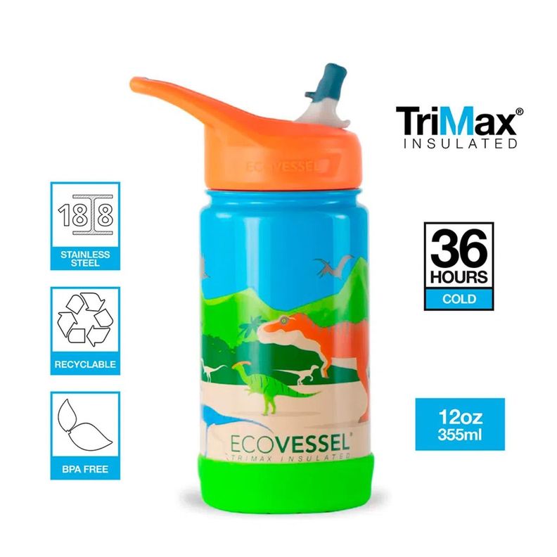 Botella de agua niños 355 ml The Frost Dinosaurio.-2