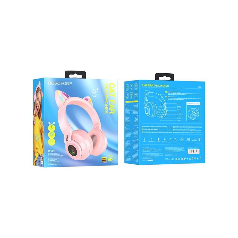 Audífono Kitty Bluettoth Borofone Bo18 Pink-2