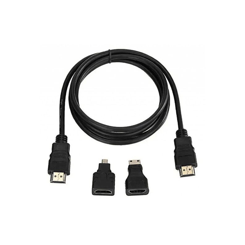 Cable Hdmi Con Adaptador A Mini y Micro Hdmi Full Hd 1.5 Mts-0