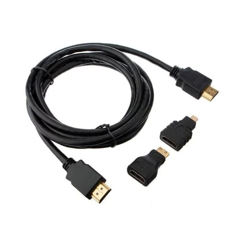 Cable Hdmi Con Adaptador A Mini y Micro Hdmi Full Hd 1.5 Mts-1