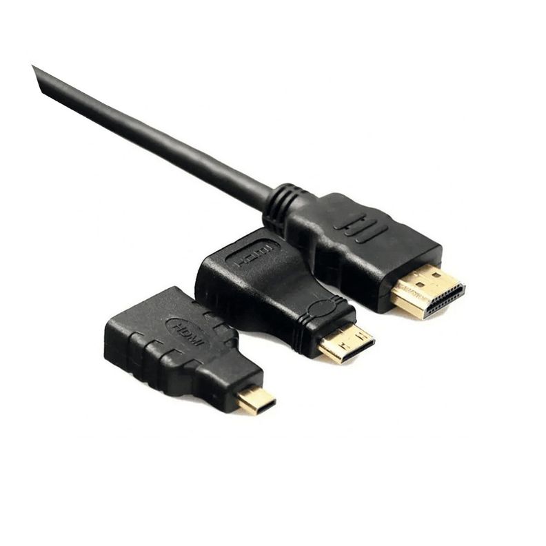 Cable Hdmi Con Adaptador A Mini y Micro Hdmi Full Hd 1.5 Mts-2