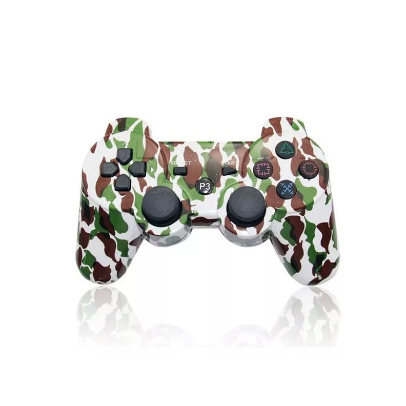 Control Joystick Compatible Ps3 Panther Camu Green + Cable-0