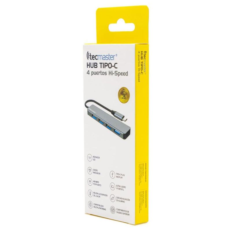 Hub Usb Tipo-c A 4 Puertos Hi-speed Tecmaster - Crazygames-2