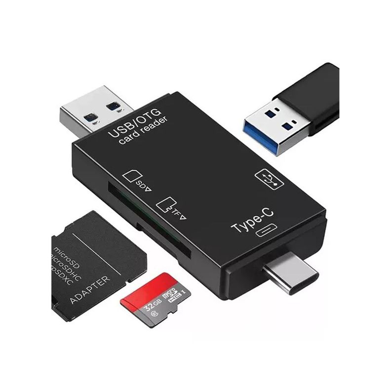 Adaptador Otg Y Lector De Memoria 6 En 1 Usb A Y Tipo C-1