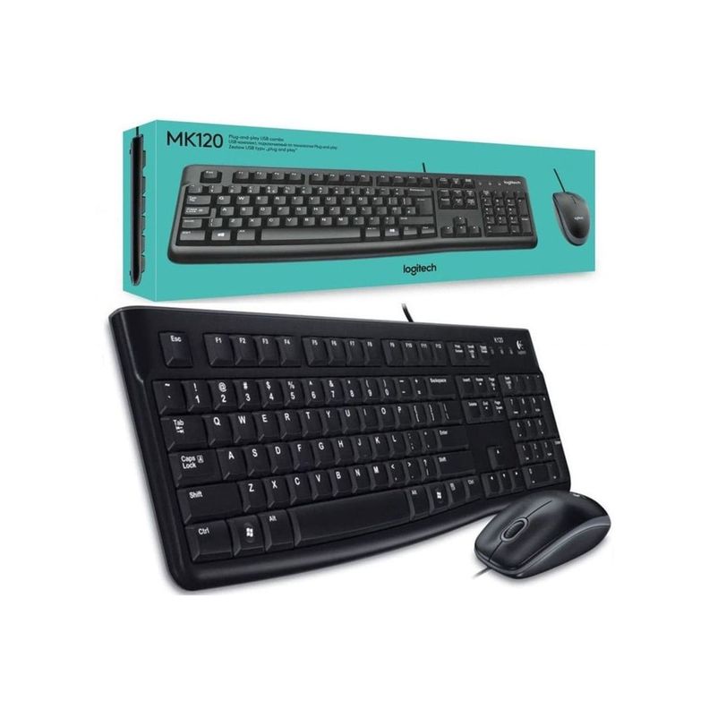 Kit De Mouse Y Teclado Alambrico Logitech MK120 Black-3