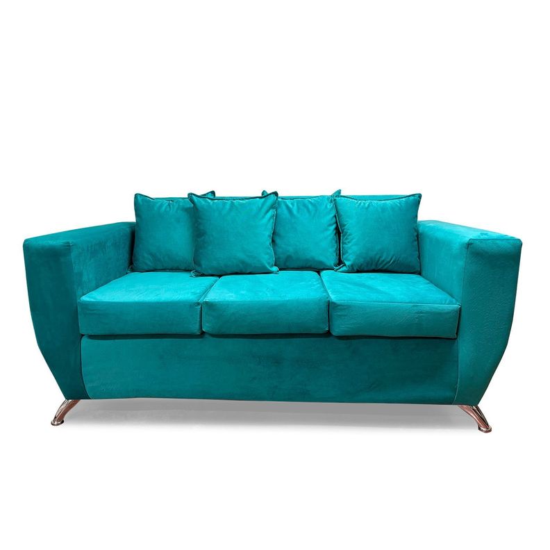 Sofa Napoli 3 cuerpos felpa turquesa
