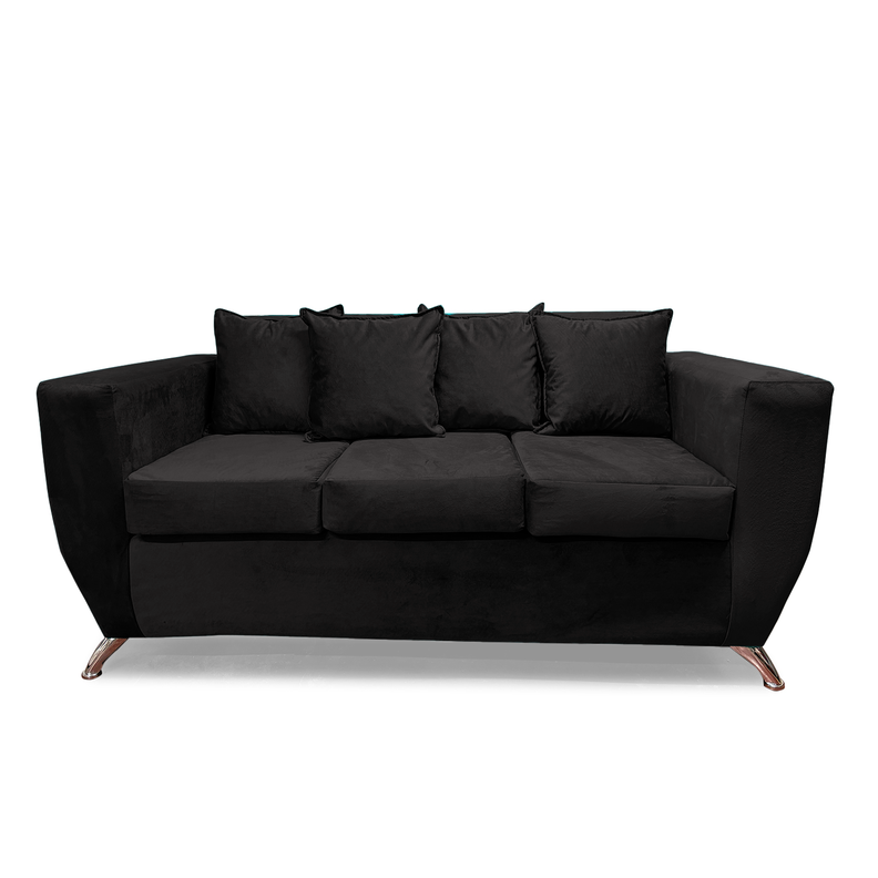Sofa Napoli 3 cuerpos felpa Negro