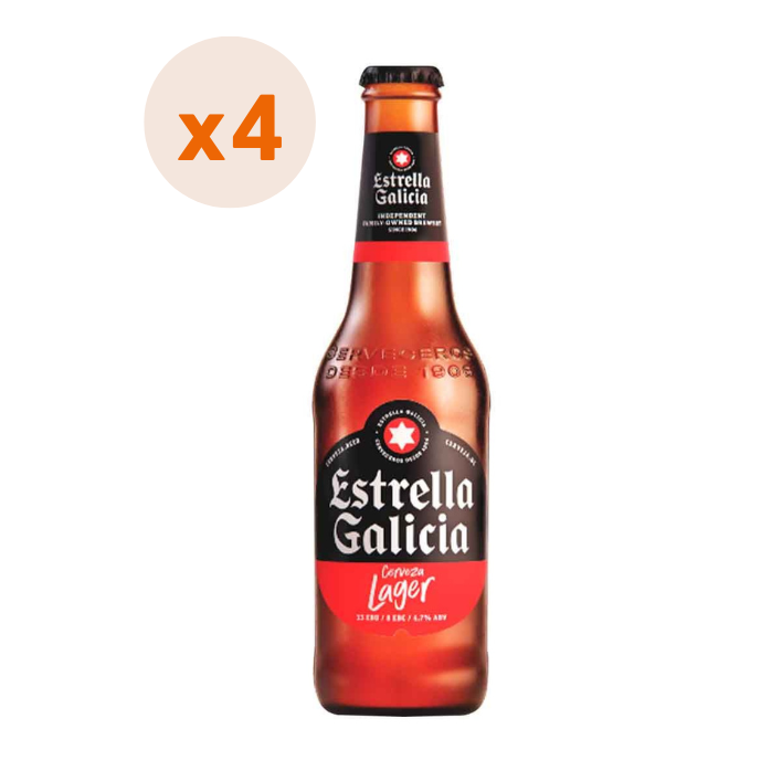 4X Cerveza Estrella Galicia Botellín 4,7° 330Cc-0
