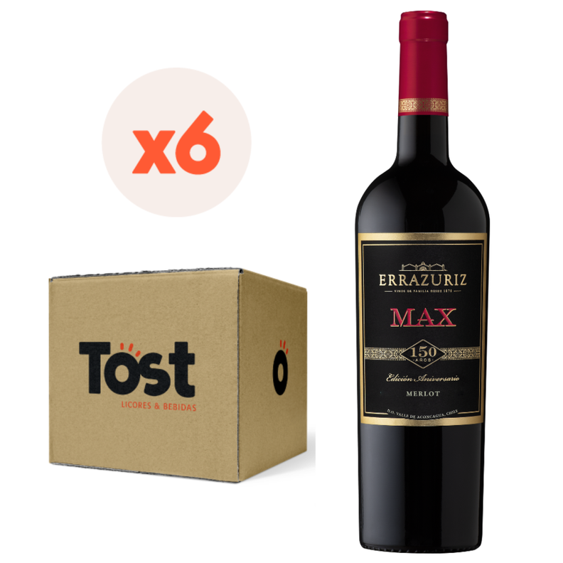 6x Vino Errazuriz Max Merlot 750cc