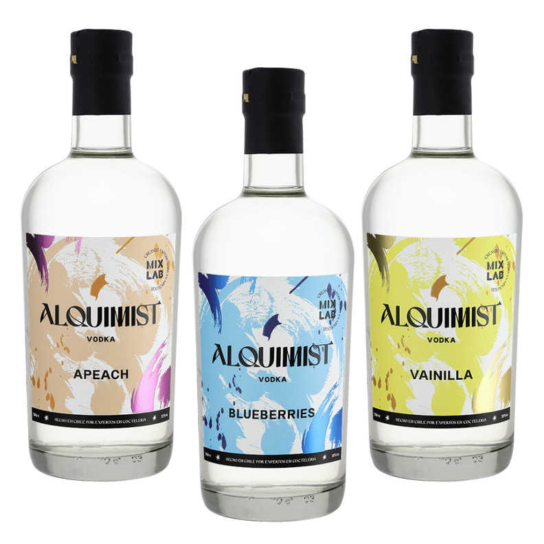 Pack Vodka Alquimist 700cc: Blueberries + Vainilla + Apeach-0