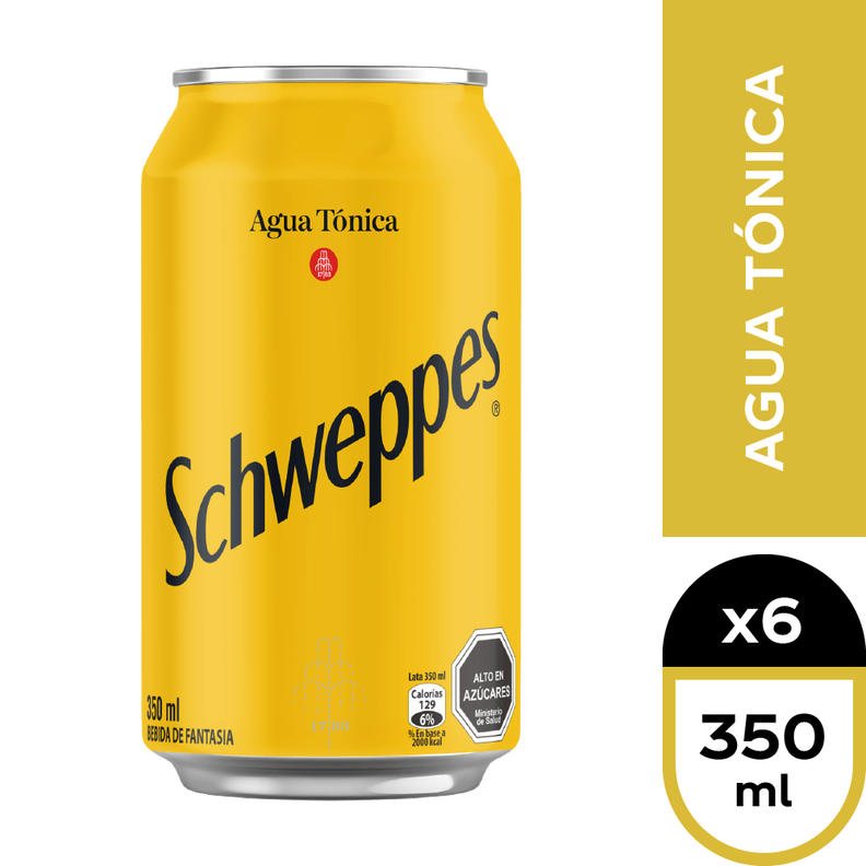 6x Agua Tónica Schweppes Lata 350cc-1