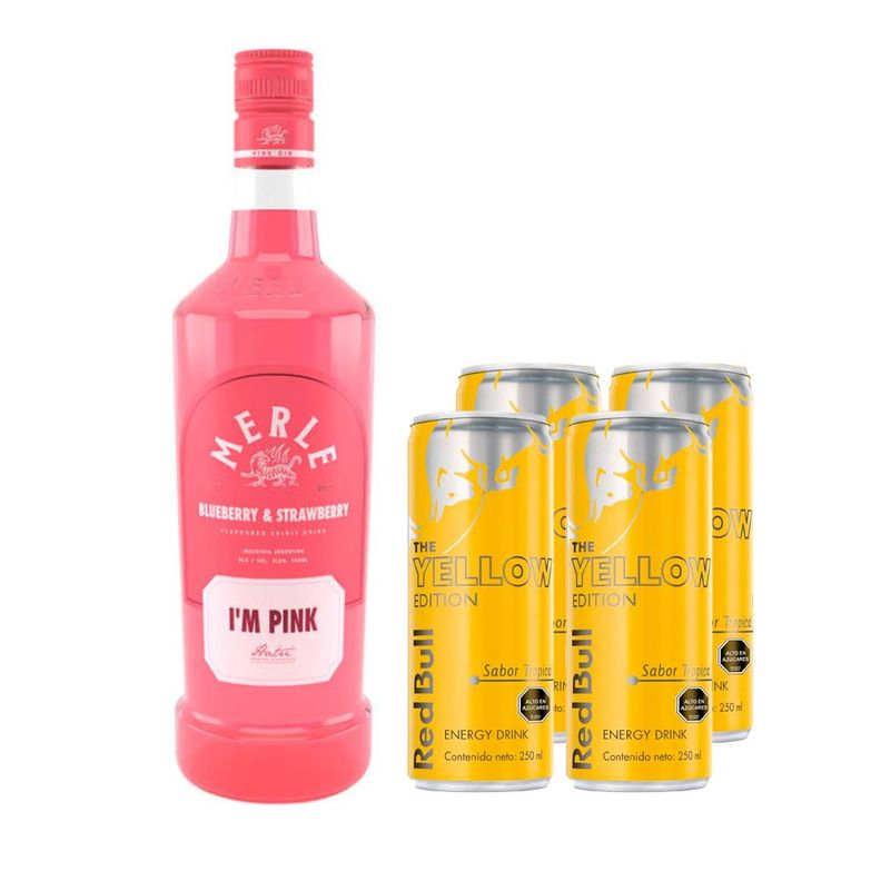 Pack Tropical Gin: Merle I'M Pink  + 4 Red Bull Yellow 250cc-0
