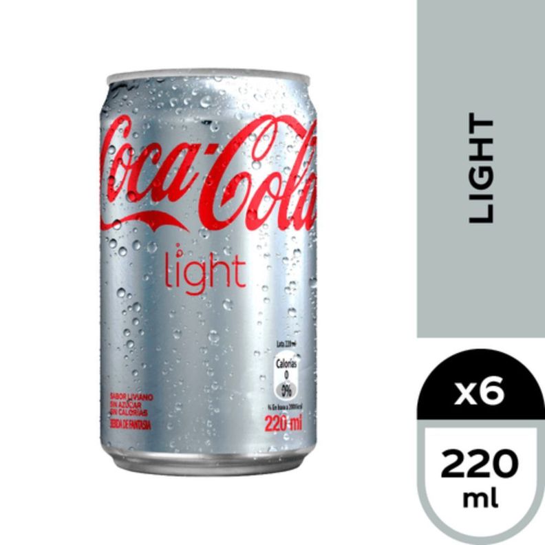 6x Bebida Coca Cola Light Lata 220cc-0