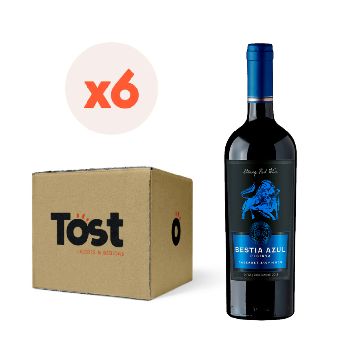 6x Vino Bestia Azul Reserva Superior Merlot 14° 750cc-0