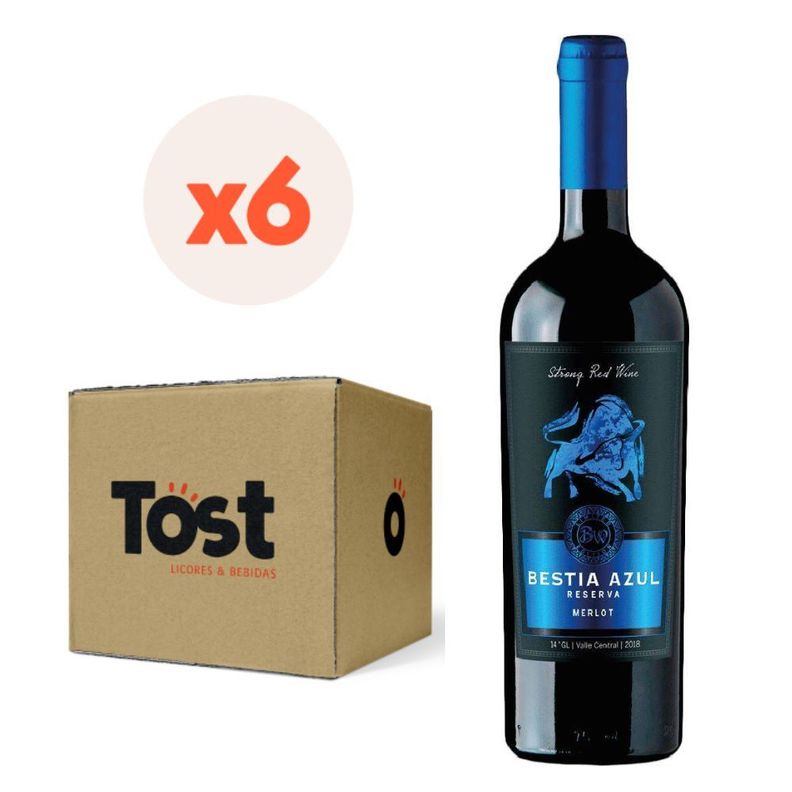 6x Vino Bestia Azul Reserva Superior Merlot 14° 750cc-2