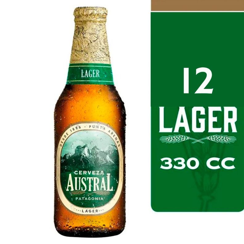 12X Cerveza Austral Lager Botellin 4,6 330Cc
