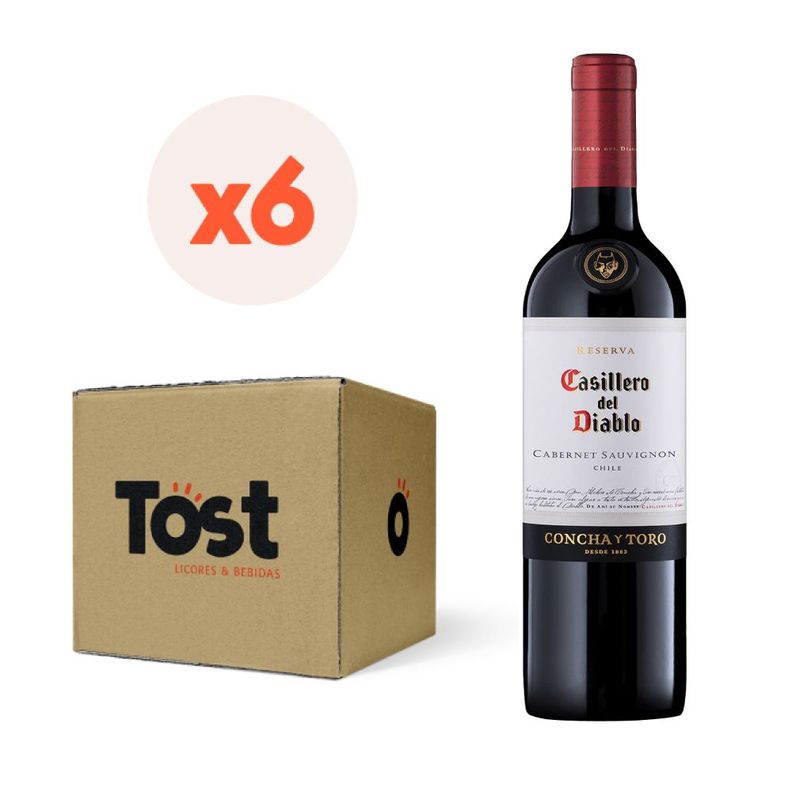 6x Vino Casillero Del Diablo Reserva Carmenere 13,5° 750cc-0