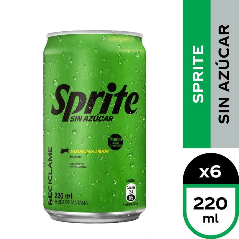 6x Bebida Sprite Sin Azúcar Lata 220cc-0