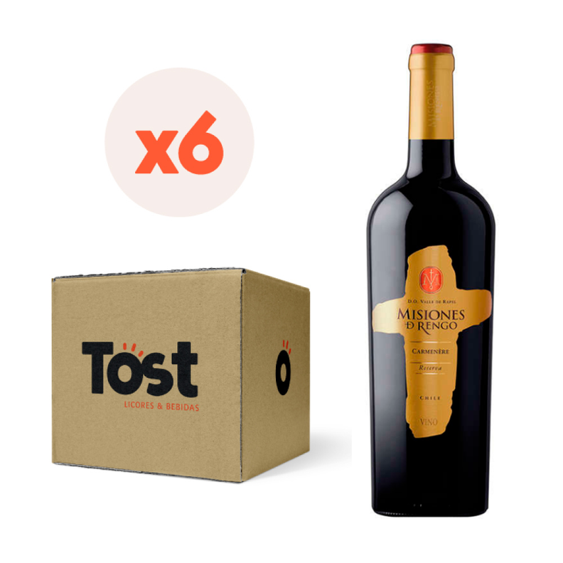 6x Vino Misiones De Rengo Reserva Carmenere 14° 750cc-0