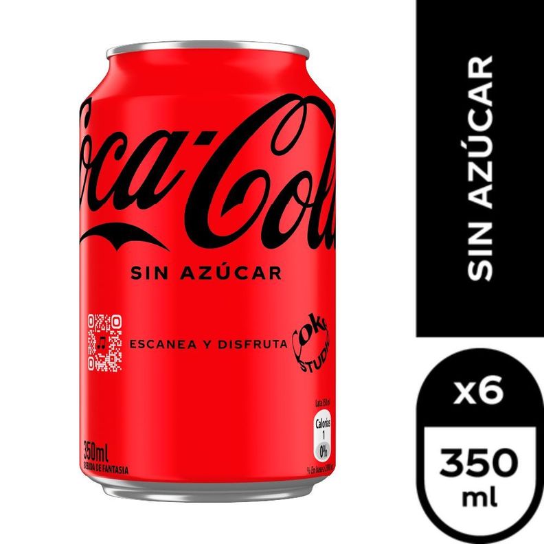 6x Bebida Coca Cola Sin Azúcar Lata 350cc-0