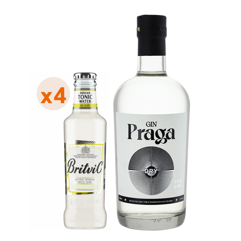 Gin Praga 700cc + 4x Britvic Tonic Low Calorie 200cc-0