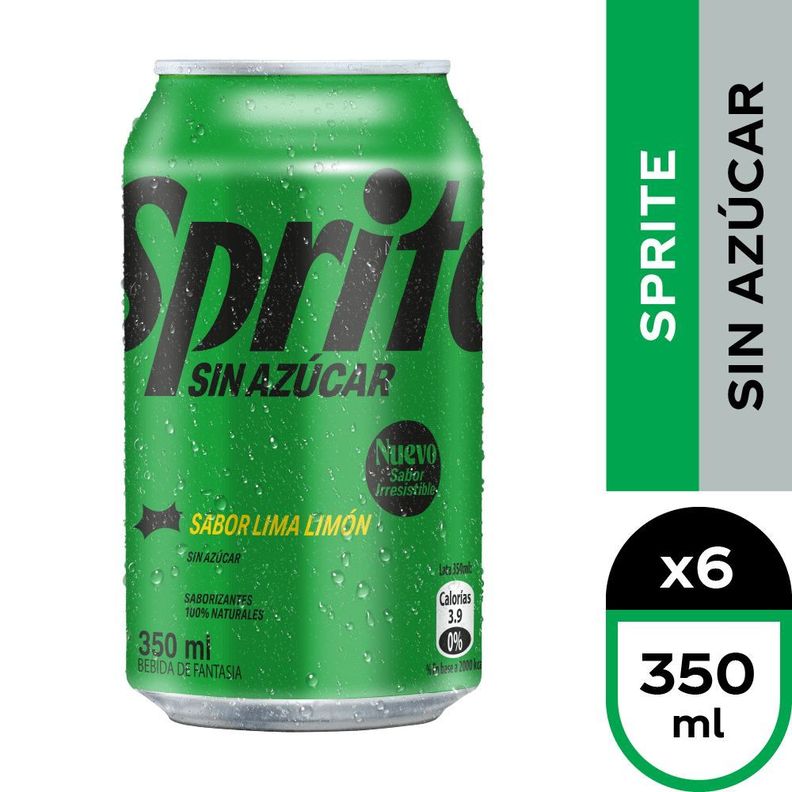 6x Bebida Sprite Sin Azúcar Lata 350cc-0
