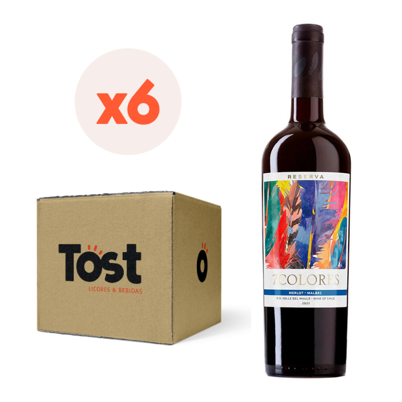 6x Vino 7 Colores Reserva Merlot-Malbec 13° 750cc-0