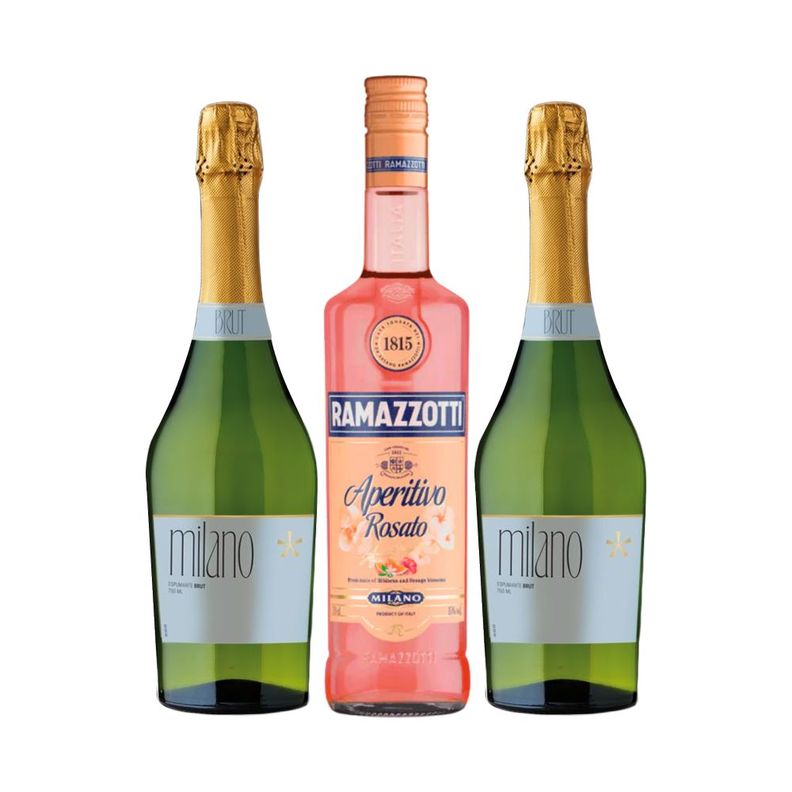 Licor Ramazzotti Rosato + 2 Espumantes Milano Brut 750cc-0