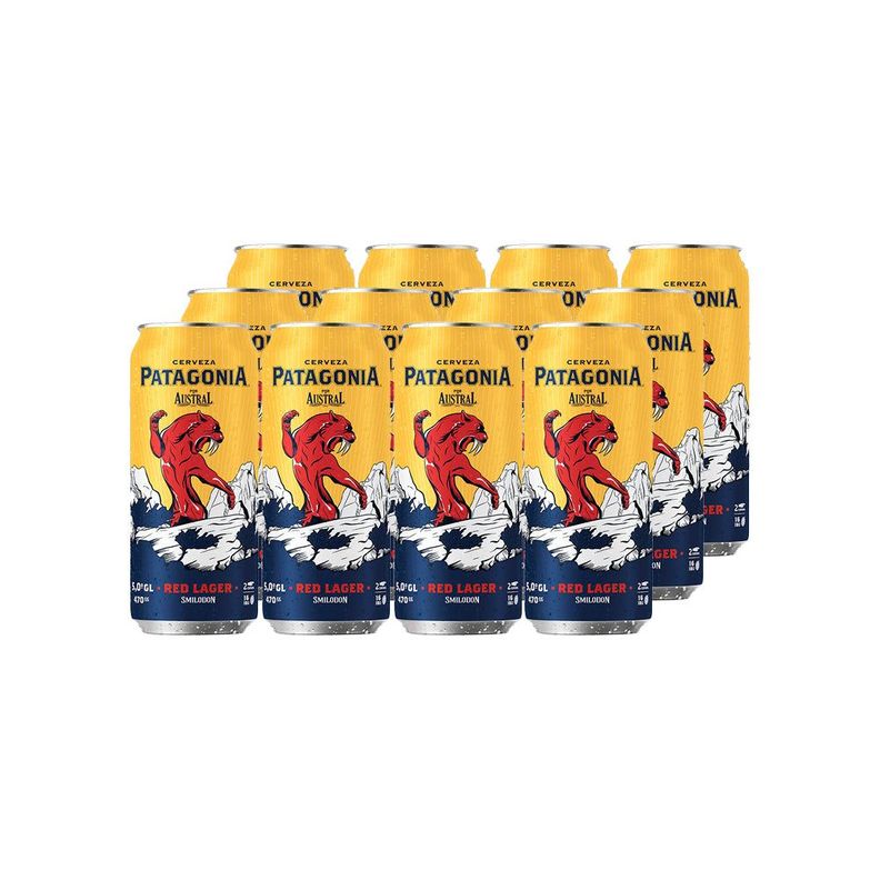 12X Cerveza Austral Patagonia Red Lata 5 470Cc