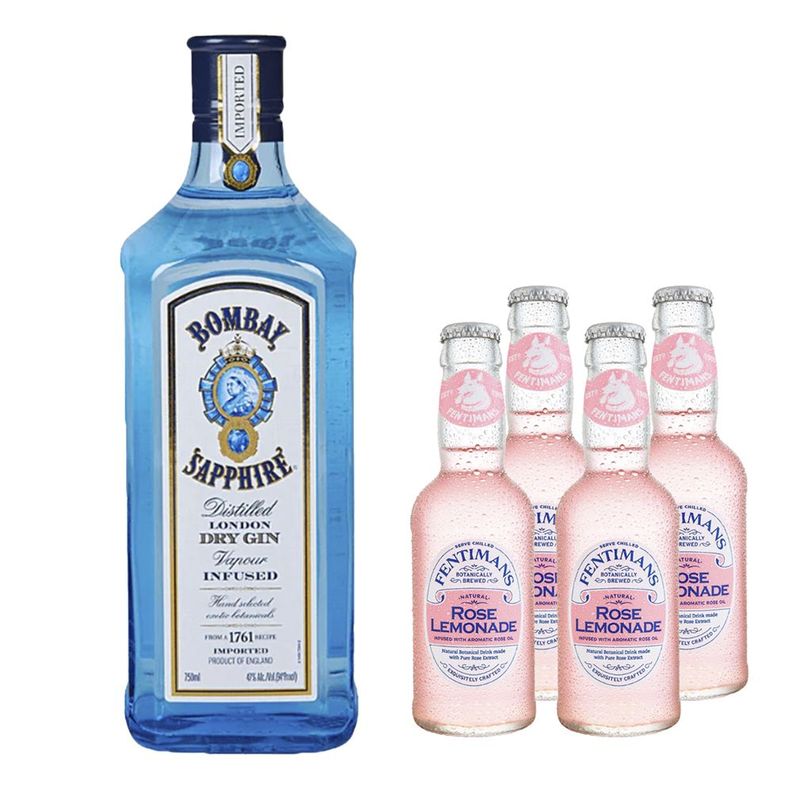 Gin Bombay Sapphire 700cc + 4x Fentimans Rose 200cc