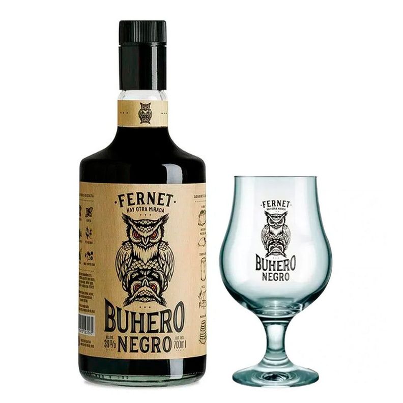 Pack Fernet Buhero Negro 39° 700cc + Copón de Regalo-0