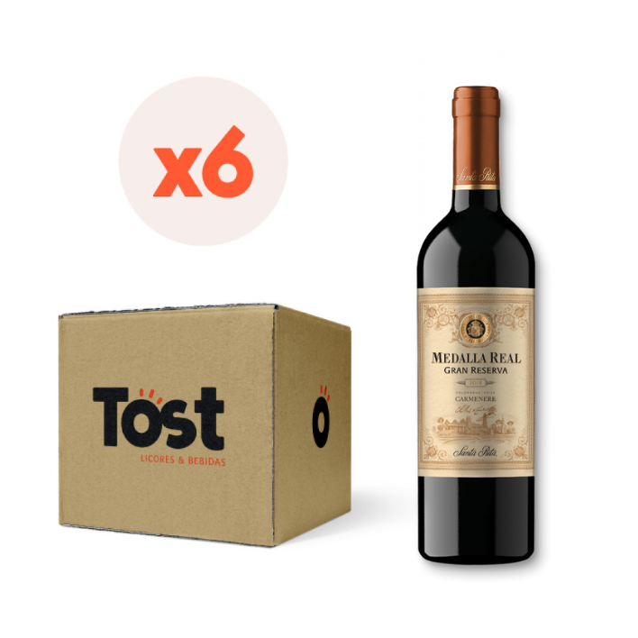 6x Vino Medalla Real Gran Reserva Carmenere 14° 750cc-0