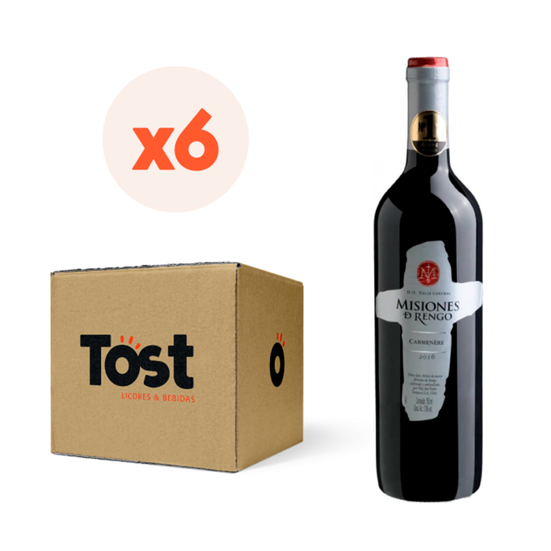 6x Vino Misiones De Rengo Varietal Carmenere 12,5° 750cc-0