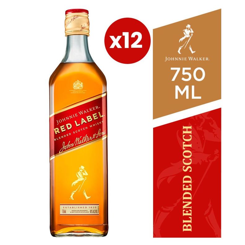 12x Whisky Johnnie Walker Red Label Botella 750ml-0