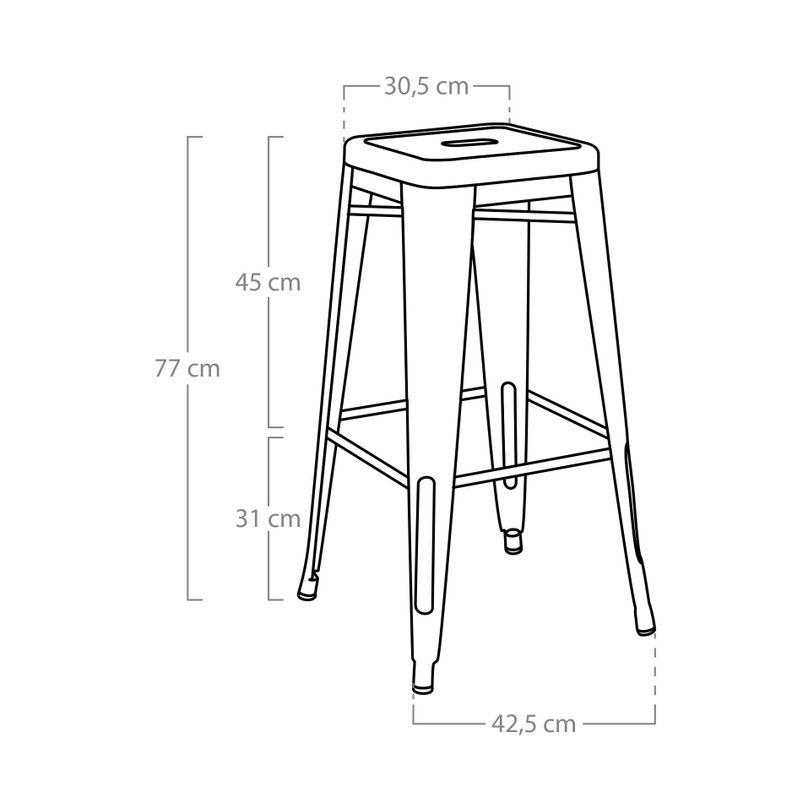 Taburete Piso  Metal Tolix asiento madera Comedor Bar LF5-03W - VERDE-2