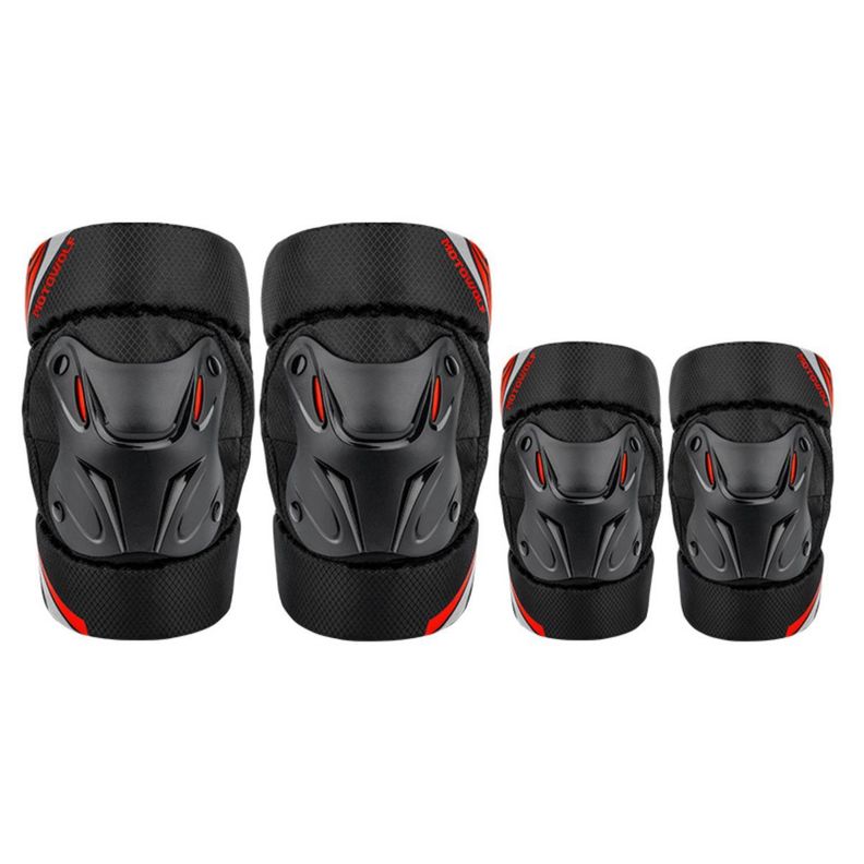 Rodilleras Cortas y Coderas para motociclismo Motowolf 1010 Blak-Red-0