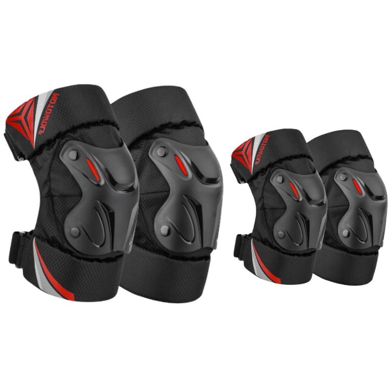Rodilleras Cortas y Coderas para motociclismo Motowolf 1010 Blak-Red-1
