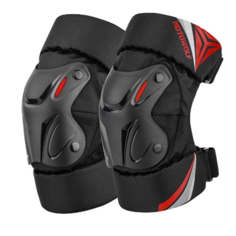 Rodilleras Cortas y Coderas para motociclismo Motowolf 1010 Blak-Red-2