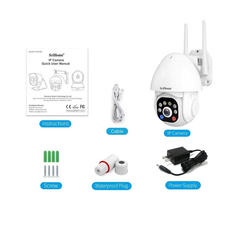 Cámara IP WIFI 3MP 1296P Srihome SH039B Luz LED y Sirena-6