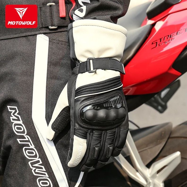 Guantes para motociclismo de Invierno Motowolf MDL0318 - Negro Verde-1