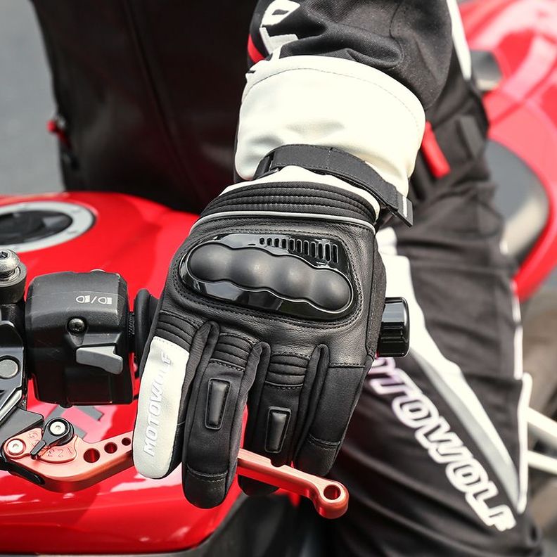 Guantes para motociclismo de Invierno Motowolf MDL0318 - Negro Verde-2
