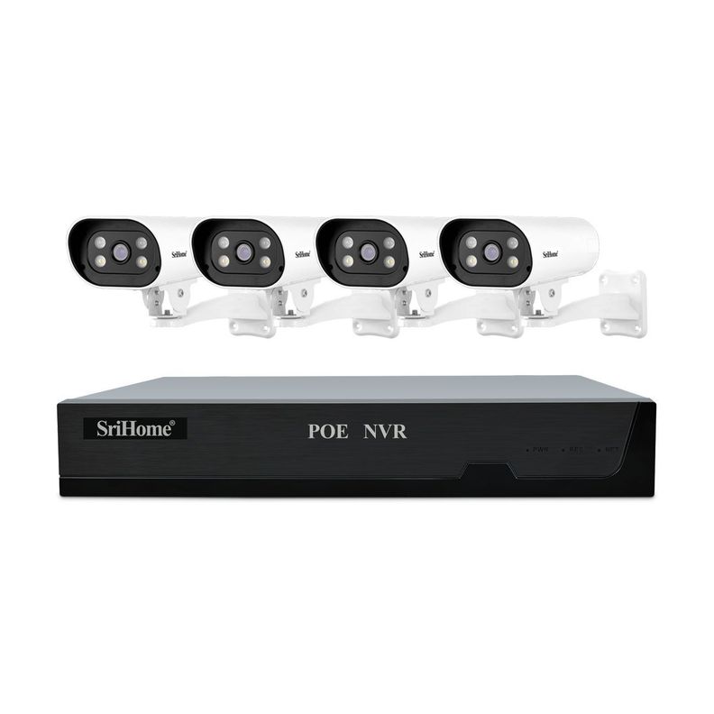 Kit POE NVR NVS005 + 4 cámaras SH037B QHD 4MP 1440P SriHome-0
