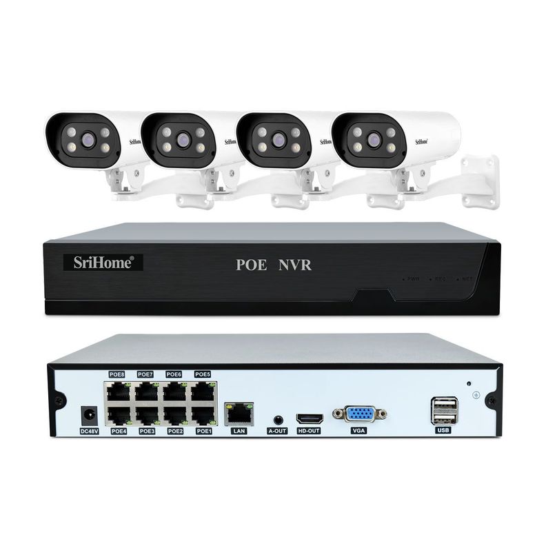 Kit POE NVR NVS005 + 4 cámaras SH037B QHD 4MP 1440P SriHome-6
